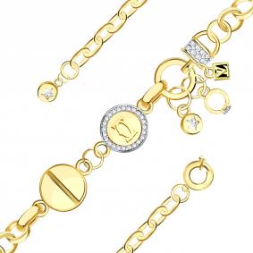 Браслет из лимонного золота BERGER Бл070227 с фианитом и ониксом Бл070227 фото