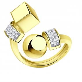 Кольцо из лимонного золота BERGER Бл110062 с фианитом Бл110062 фото