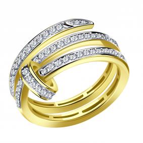 Кольцо из лимонного золота BERGER Бл110331 с фианитом Бл110331 фото