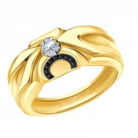 Кольцо из лимонного золота BERGER с бриллианитом и фианитом Бл111091ч Бл111091ч фото