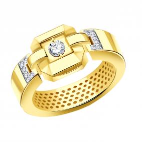 Кольцо из лимонного золота BERGER с танцующим фианитом Бл111155 Бл111155 фото