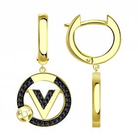 Серьги из лимонного золота BERGER Бл120101ч с фианитом Бл120101ч фото