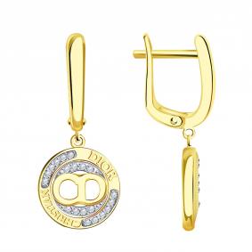 Серьги из лимонного золота BERGER Бл120103 с фианитом Бл120103 фото