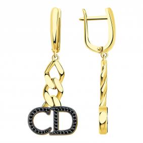 Серьги из лимонного золота BERGER Бл120104ч с фианитом Бл120104ч фото