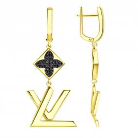 Серьги из лимонного золота BERGER Бл120107ч с фианитом Бл120107ч фото