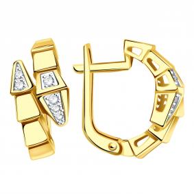 Серьги Символ года Змея из лимонного золота BERGER с фианитом Бл120324 Бл120324 фото