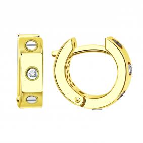 Серьги из лимонного золота BERGER Бл120386 с фианитом Бл120386 фото