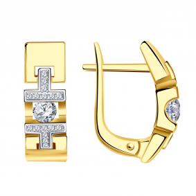 Серьги из лимонного золота BERGER Бл120673 с фианитом Бл120673 фото