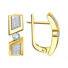 Серьги из лимонного золота BERGER Бл120687 с фианитом Бл120687 фото