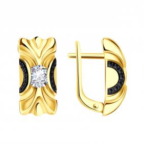 Серьги из лимонного золота BERGER с бриллианитом и фианитом Бл121091ч Бл121091ч фото