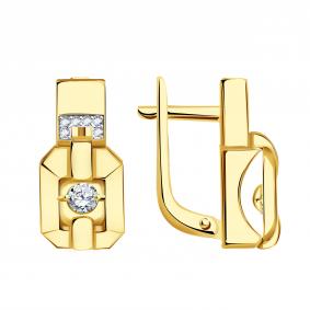Серьги из лимонного золота BERGER с танцующим фианитом Бл121155 Бл121155 фото