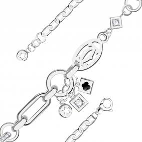 Серебряный браслет BERGER Бс070243 с фианитом и ониксом Бс070243 фото