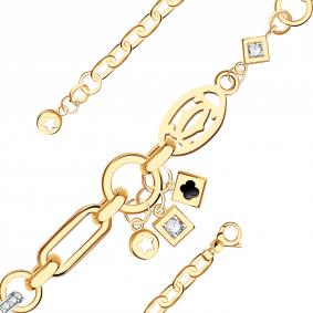 Браслет из золочёного серебра BERGER Бс070243к с фианитом и ониксом Бс070243к фото