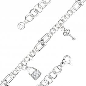 Серебряный браслет BERGER Бс070252 с фианитом и ониксом Бс070252 фото