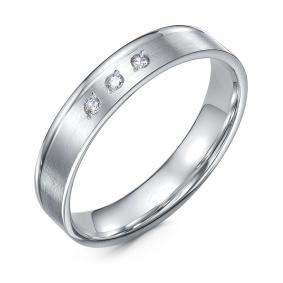 Серебряное обручальное кольцо 4 мм BERGER с фианитом Бс090039/1 Бс090039/1 фото