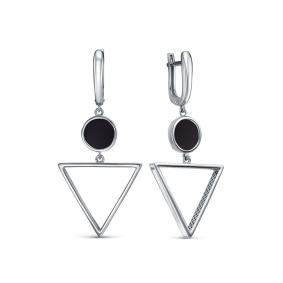 Серебряные серьги BERGER Бс120124 с ониксом Бс120124 фото