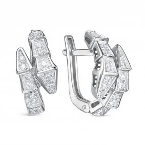 Серебряные серьги  Символ года Змея BERGER  с фианитом Бс120323 Бс120323 фото
