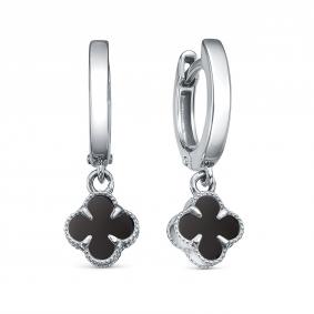 Серебряные серьги BERGER Бс120420 с ониксом Бс120420 фото