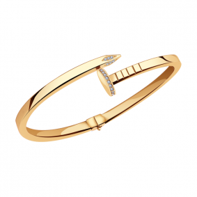 Золотой браслет Гвоздь Александра с фианитом Бф002ск-1-ж Бф002ск-1-ж фото