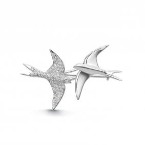 Серебряная брошь Дар Бш-2308р00 с фианитом Бш-2308р00 фото