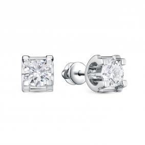 Серьги из белого золота RoseGrace ВБр-5-9441-103-2Б с алмазом огранённым синт ВБр-5-9441-103-2Б фото