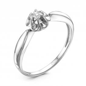 Серебряное кольцо GRIGORIEV Г01-10-5349(с) с фианитом и бриллиантом Г01-10-5349(с) фото