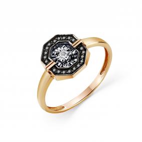 Золотое кольцо GRIGORIEV Г01-11-5609-13-00 с бриллиантом и чёрным бриллиантом Г01-11-5609-13-00 фото