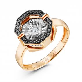 Золотое кольцо GRIGORIEV Г01-11-5630-13-00 с бриллиантом и чёрным бриллиантом Г01-11-5630-13-00 фото