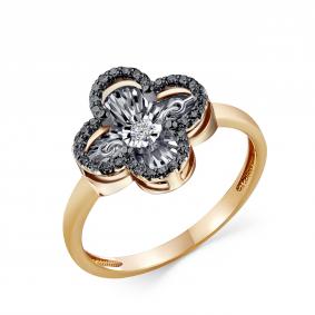 Золотое кольцо GRIGORIEV Г01-11-5675-13-00 с бриллиантом и чёрным бриллиантом Г01-11-5675-13-00 фото