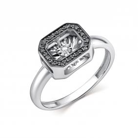 Кольцо из белого золота GRIGORIEV Г01-12-51025-13-00 с бриллиантом и чёрным бриллиантом Г01-12-51025-13-00 фото