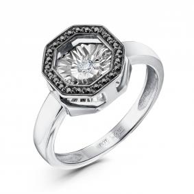 Кольцо из белого золота GRIGORIEV Г01-12-5628-13-00 с бриллиантом и чёрным бриллиантом Г01-12-5628-13-00 фото