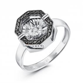 Кольцо из белого золота GRIGORIEV Г01-12-5630-13-00 с бриллиантом и чёрным бриллиантом Г01-12-5630-13-00 фото