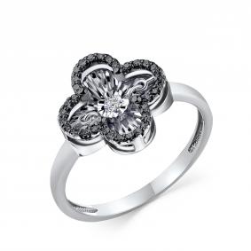 Кольцо из белого золота GRIGORIEV Г01-12-5675-13-00 с бриллиантом и чёрным бриллиантом Г01-12-5675-13-00 фото