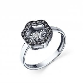 Кольцо из белого золота GRIGORIEV Г01-12-5892-13-00 с бриллиантом и чёрным бриллиантом Г01-12-5892-13-00 фото