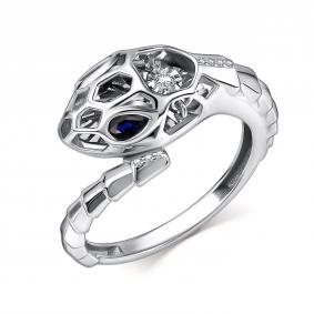 Кольцо из белого золота GRIGORIEV Г01-12-5941-31-02 с бриллиантом и сапфиром Г01-12-5941-31-02 фото