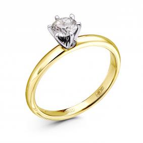 Кольцо из лимонного золота GRIGORIEV Г01-13-0540-11-00 с бриллиантом Г01-13-0540-11-00 фото