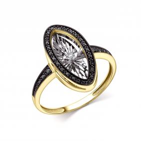 Кольцо из лимонного золота GRIGORIEV с танцующим бриллиантом и чёрным бриллиантом Г01-13-51241-13-00 Г01-13-51241-13-00 фото