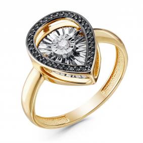 Кольцо из лимонного золота GRIGORIEV Г01-13-5497-13-00 с бриллиантом и чёрным бриллиантом Г01-13-5497-13-00 фото
