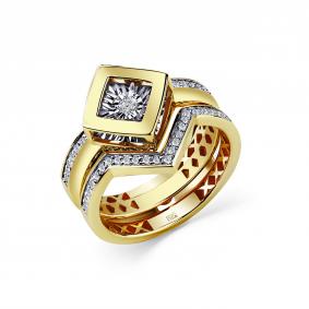 Кольцо из лимонного золота GRIGORIEV Г01-13-5851-31-00 с бриллиантом Г01-13-5851-31-00 фото