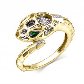 Кольцо из лимонного золота GRIGORIEV Г01-13-5941-31-01 с бриллиантом и изумрудом Г01-13-5941-31-01 фото