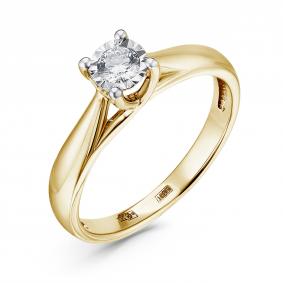 Кольцо из лимонного золота GRIGORIEV Г01-13-6384-11-00-24 с бриллиантом Г01-13-6384-11-00-24 фото