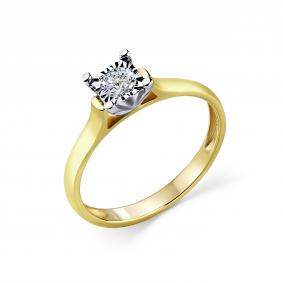 Кольцо из лимонного золота GRIGORIEV Г01-13-6525-11-00-32 с бриллиантом Г01-13-6525-11-00-32 фото