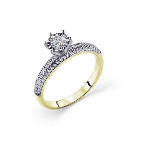 Кольцо из лимонного золота GRIGORIEV Г01-13-6539-31-00-26 с бриллиантом Г01-13-6539-31-00-26 фото