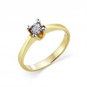 Кольцо из лимонного золота GRIGORIEV Г01-13-6778-11-00-3-25 с бриллиантом Г01-13-6778-11-00-3-25 фото