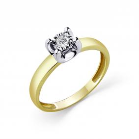 Кольцо из лимонного золота GRIGORIEV Г01-13-6830-11-00-1-24 с бриллиантом Г01-13-6830-11-00-1-24 фото