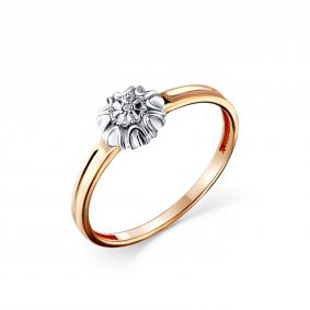 Кольцо из золочёного серебра GRIGORIEV Г01-20-0902-21-00 с бриллиантом Г01-20-0902-21-00 фото