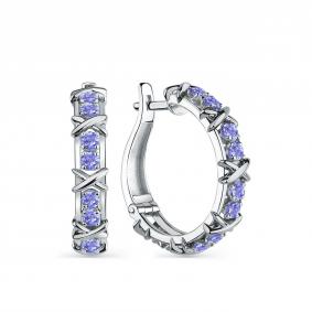 Серебряные серьги GRIGORIEV Г02-10-0747-00-07 с танзанитом Г02-10-0747-00-07 фото