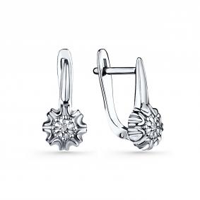 Серебряные серьги GRIGORIEV Г02-10-0902-21-00 с бриллиантом Г02-10-0902-21-00 фото