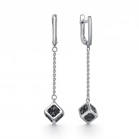 Серебряные серьги GRIGORIEV Г02-10-51368-12-00-1 с чёрным бриллиантом Г02-10-51368-12-00-1 фото
