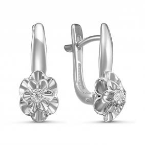 Серебряные серьги GRIGORIEV Г02-10-5413(с) с бриллиантом Г02-10-5413(с) фото